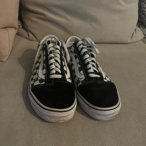Vans white and black checkerboard shoes